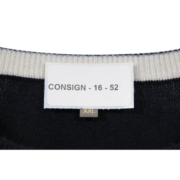 N.Peal Mens Cashmere Sweater Size XXL Navy Blue White Striped Crewneck Pullover - Picture 8 of 8